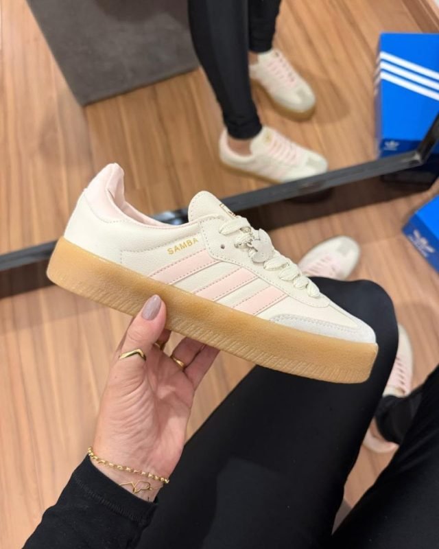 Adidas Samba Plataforma Beige y Rosa